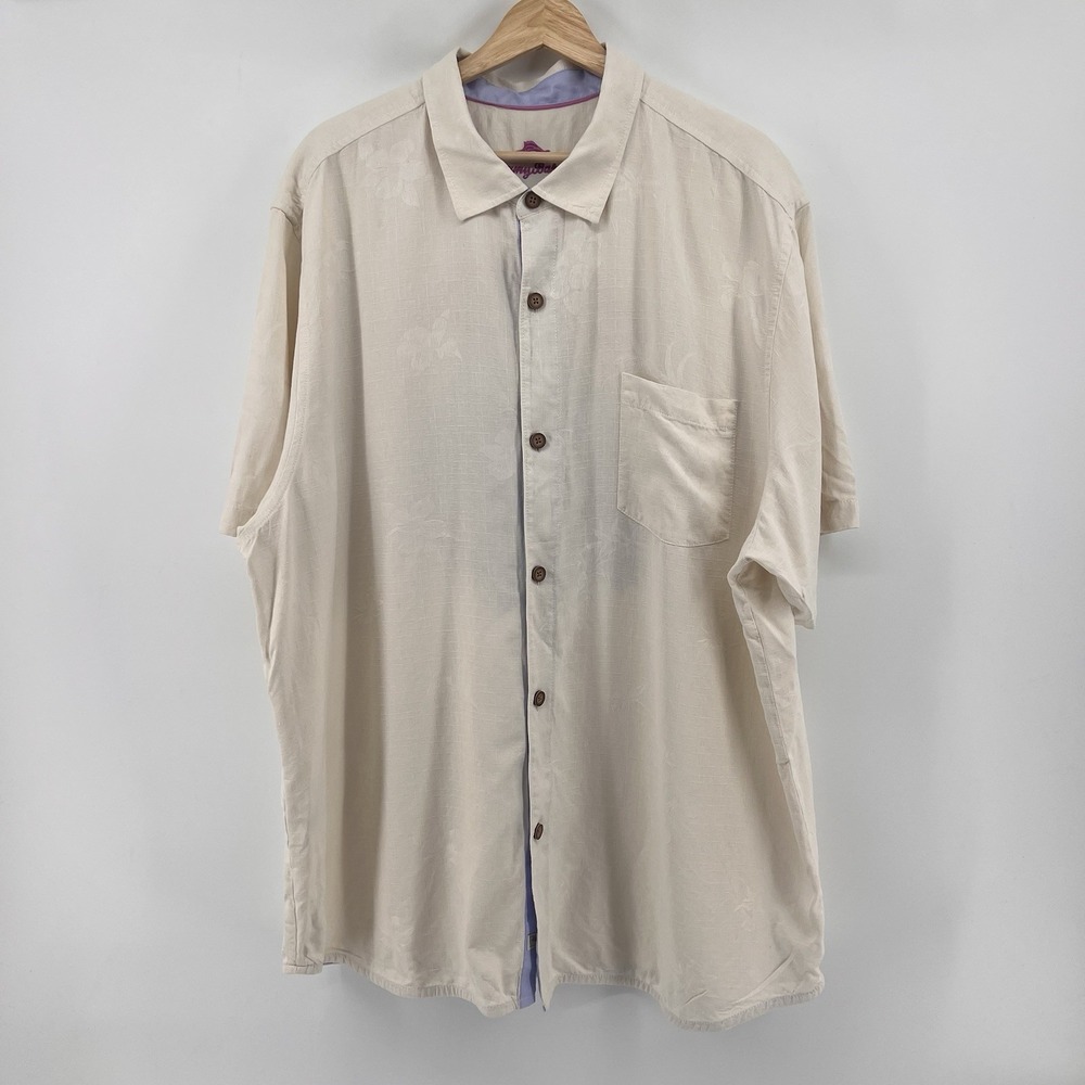 Tommy Bahama Isle of Tiki Embroidered Short Sleeve Silk Graphic Shirt XXL Rare - Picture 2 of 9